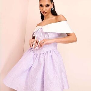 Elegant Off-Shoulder Lavender Dress asos luxe